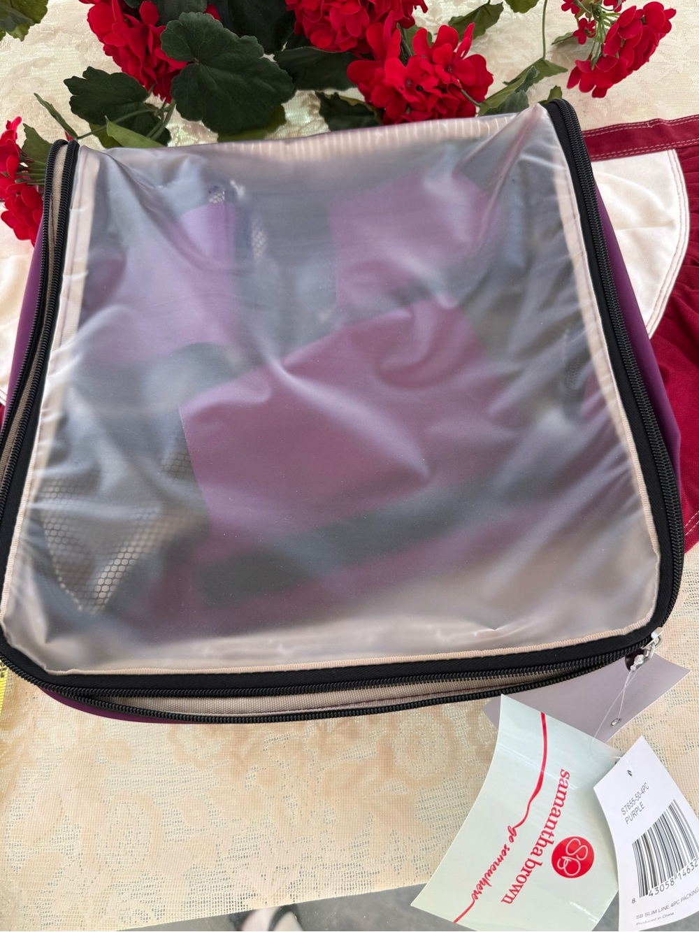 Samantha Brown, purple four piece slim line packing cubes